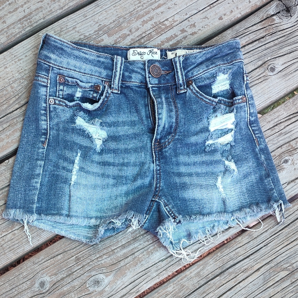 Indigo Rein Distressed Blue Jean Shorts
